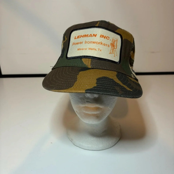 Vintage Lehman Inc. Power Iron Workers SnapBack Hat Made In USA Mineral Wells TX - Picture 1 of 8
